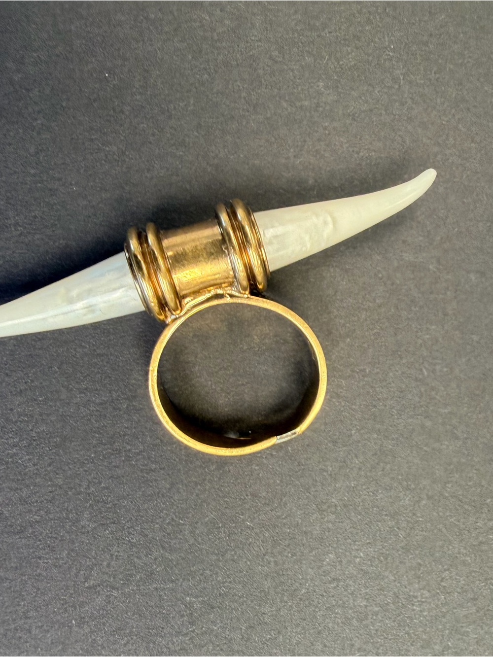 Gold-Tone Horn Accent Ring in White and Gold